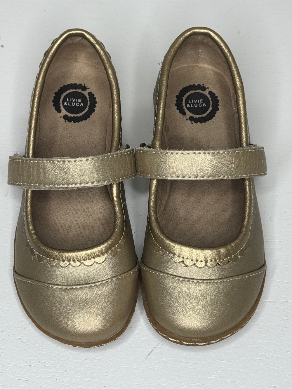 Livie & Luca Metallic Gold Girls' Mary Jane Shoes